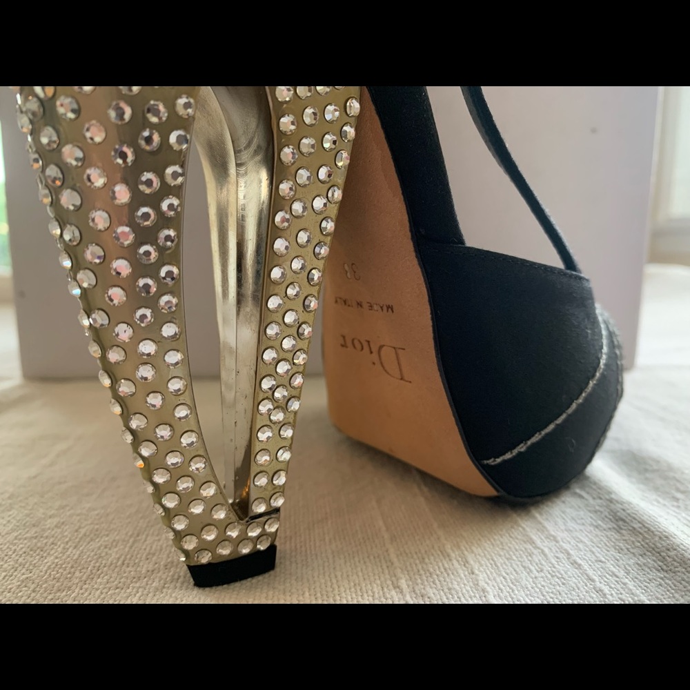RARE Runway Dior by Galliano Folies Sandal Crystal Heel Black Satin 38 NIB - Picture 5 of 12